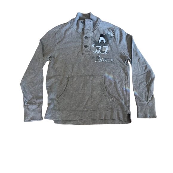 American Eagle Men's Size L Grey Graphic Vintage Fit Long Sleeve Sweatshirt Y2K - Picture 2 of 12